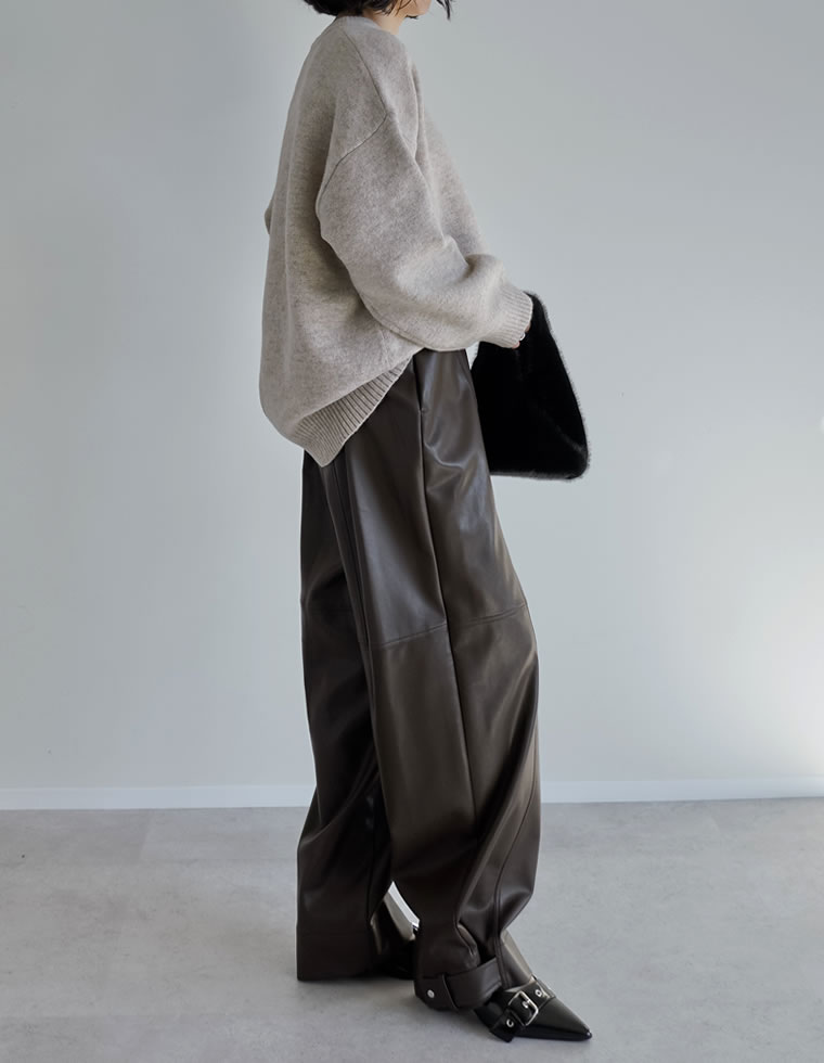 モヘアタッチニットクルーネックトップス