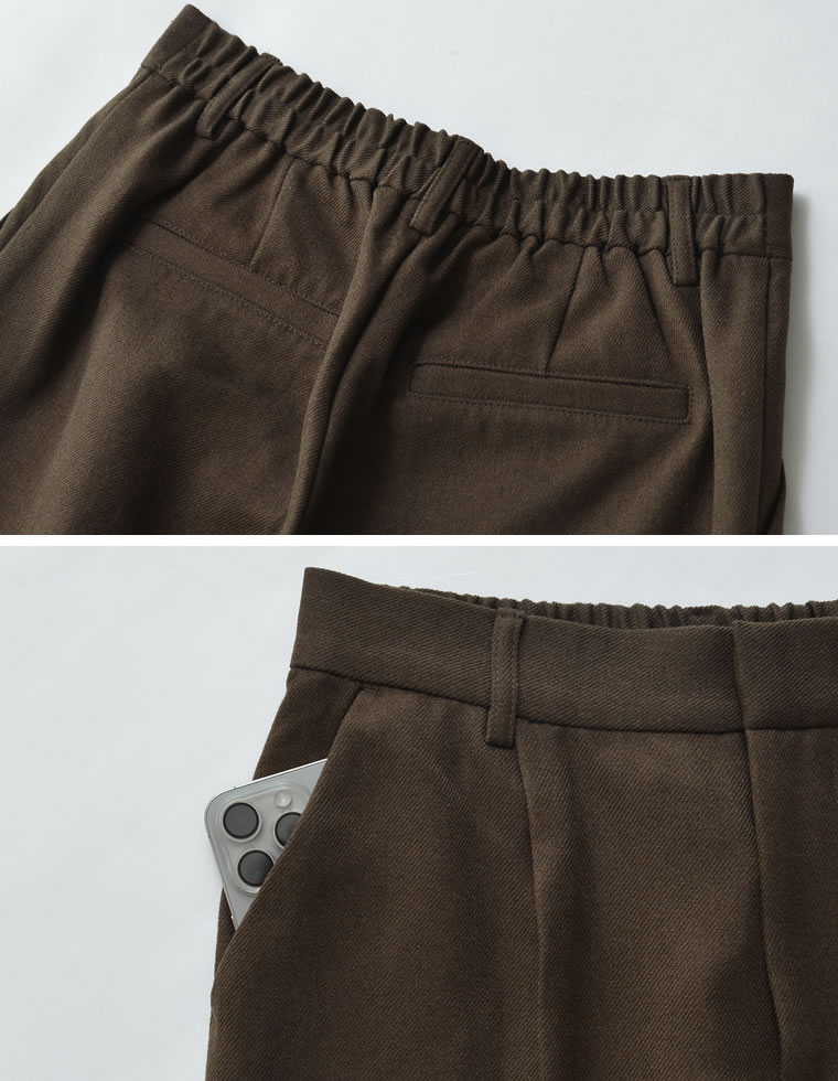 微起毛ツイルテーパードパンツ