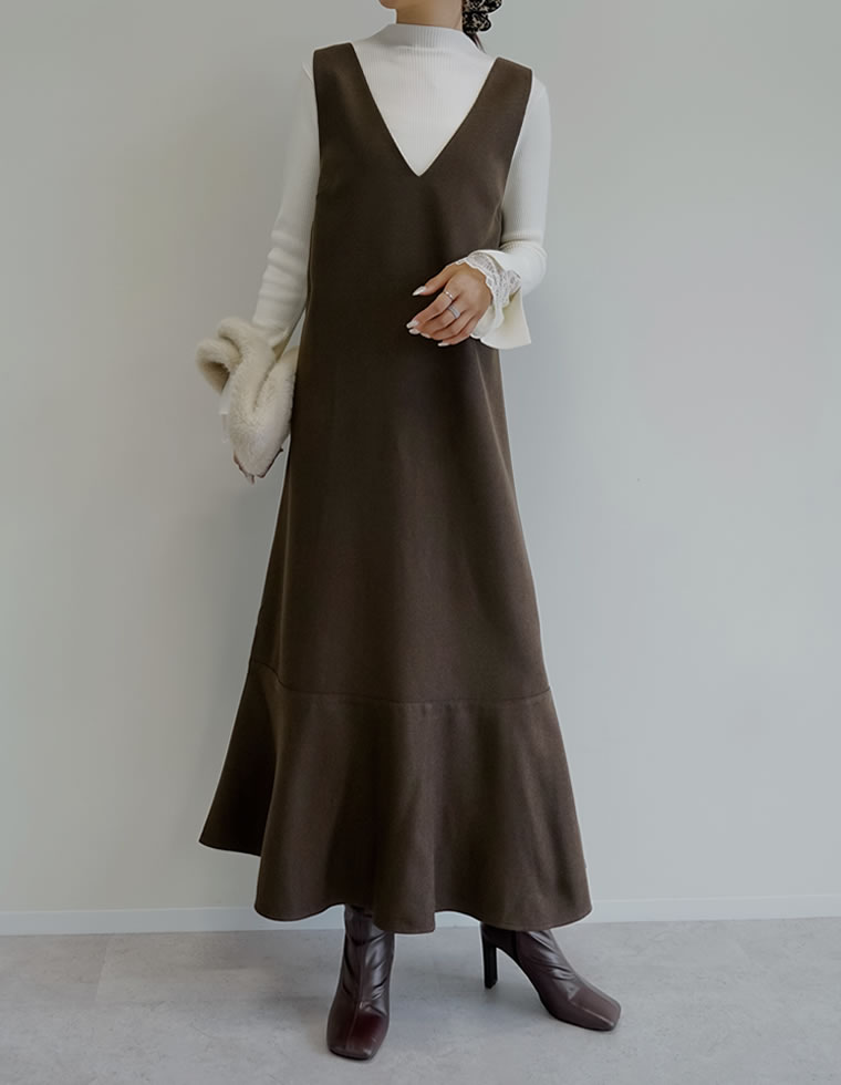 微起毛ツイルナロージャンパースカート