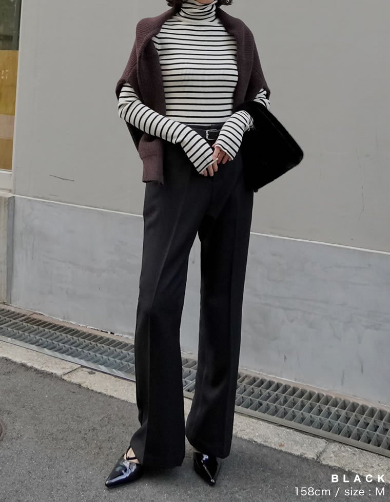 微起毛ツイルセミフレアパンツ