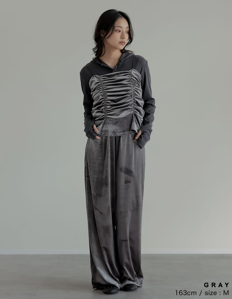 ベロアシャーリングキャミソールビスチェ