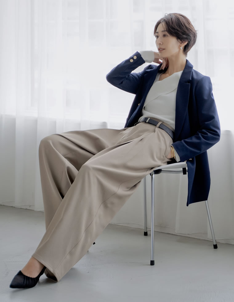ストレッチツイルクロスワイドパンツ