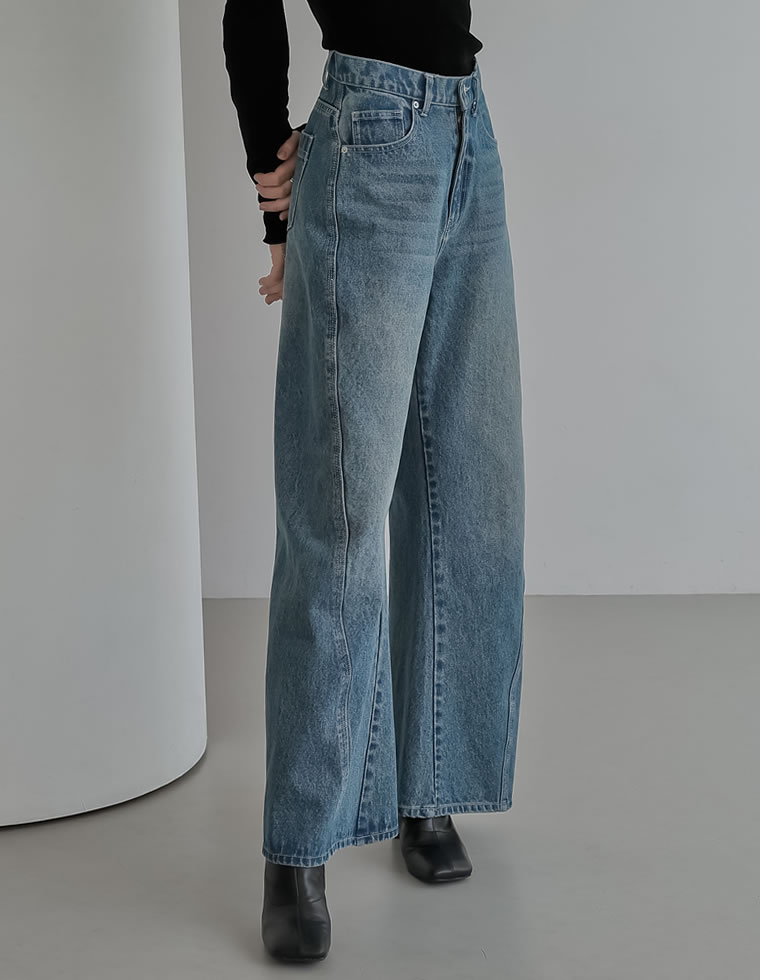 サイド切り替えコットンデニムパンツ