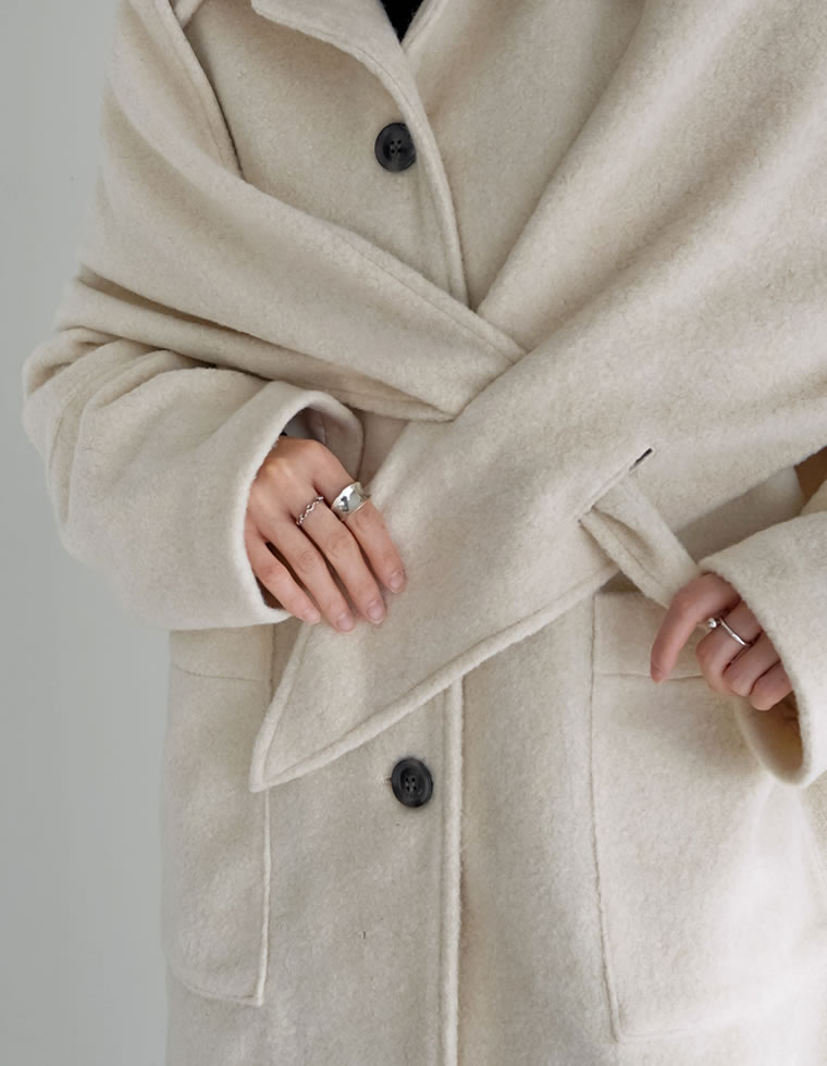 ショール付きステンカラーコート