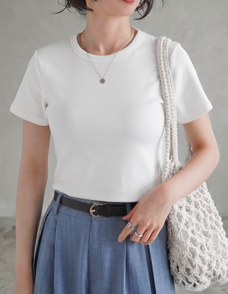 テレコリブクロップド半袖Ｔシャツ