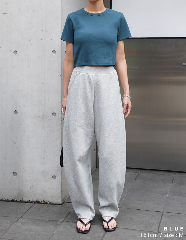 テレコリブクロップド半袖Ｔシャツ