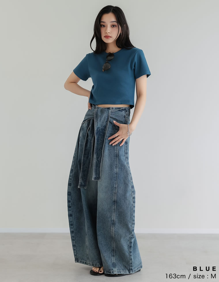 テレコリブクロップド半袖Ｔシャツ