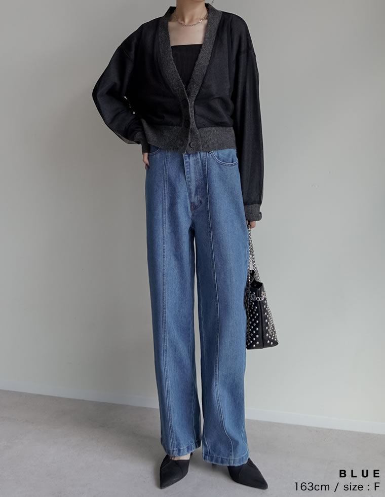 ウエストアシンメトリーデニムパンツ