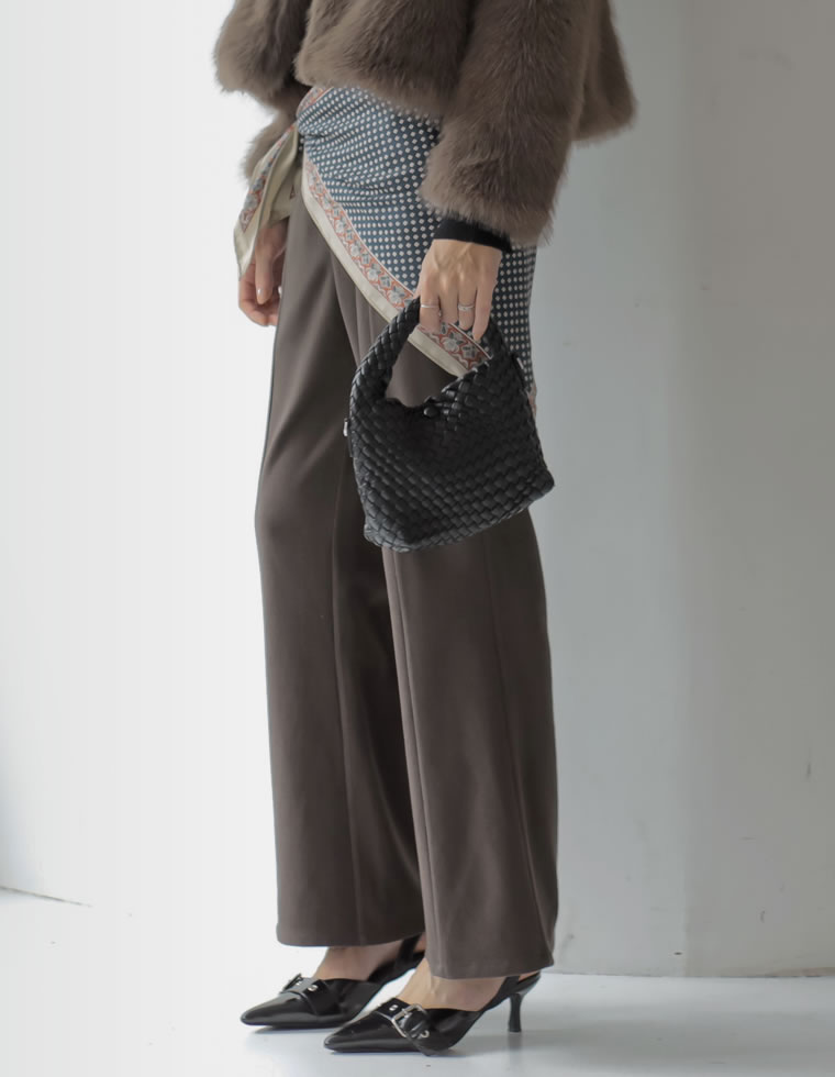 アンチピリング微起毛キックフレアパンツ