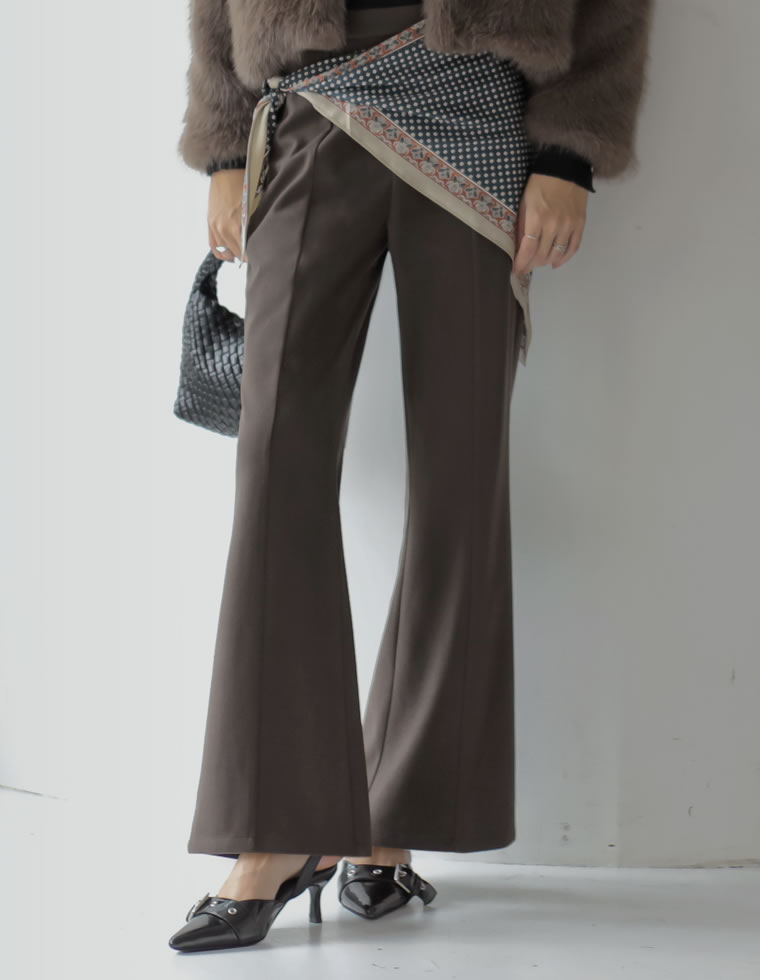 アンチピリング微起毛キックフレアパンツ