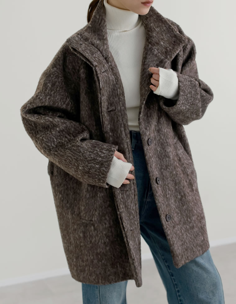 ミックスシャギーベルト付きコート