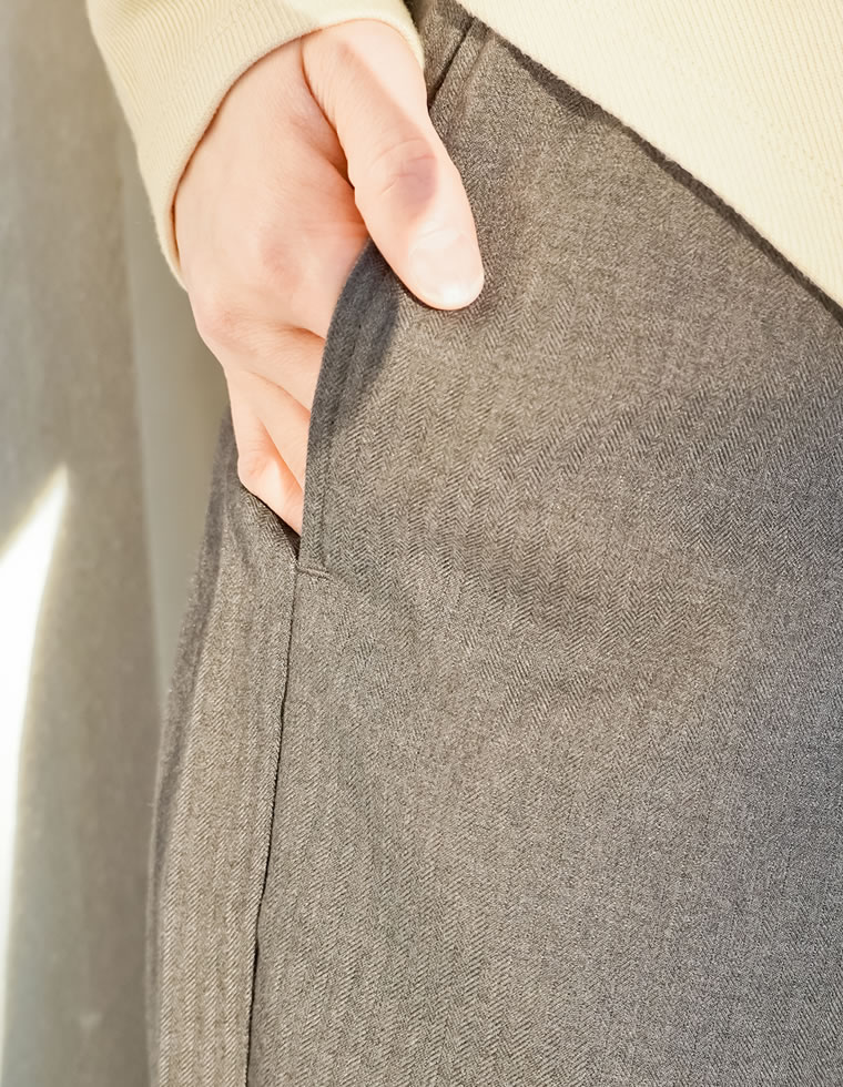 ヘリンボーン微起毛ルーズパンツ