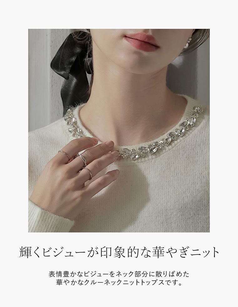 ビジュークルーネックニットプルオーバー