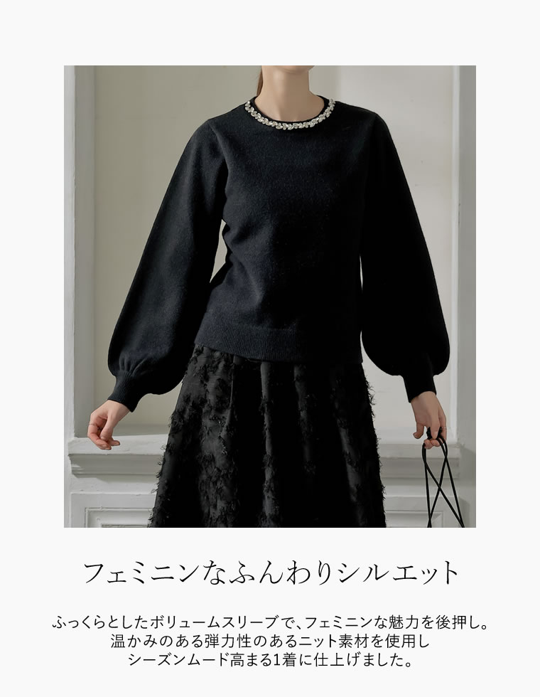 ビジュークルーネックニットプルオーバー