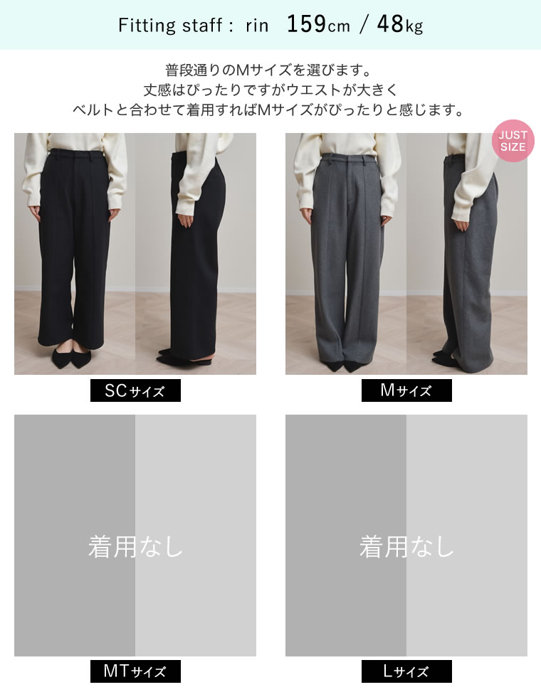 ウールライクピンタックストレートパンツ