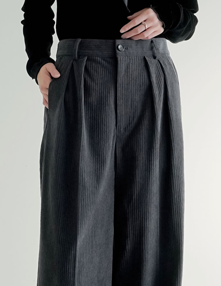 コーデュロイワイドストレートパンツ