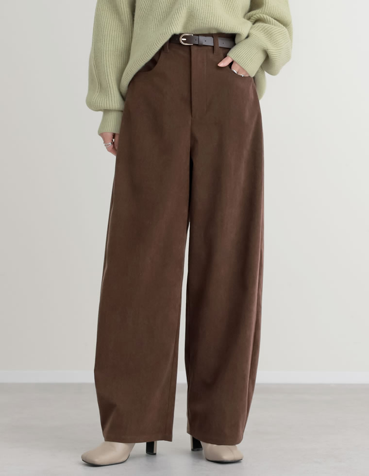 コーデュロイバレルレッグカーブパンツ