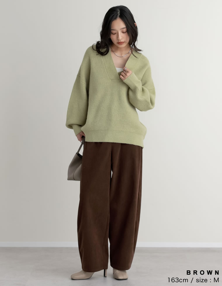 コーデュロイバレルレッグカーブパンツ