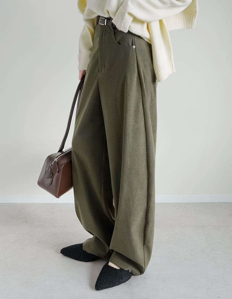 コーデュロイバレルレッグカーブパンツ