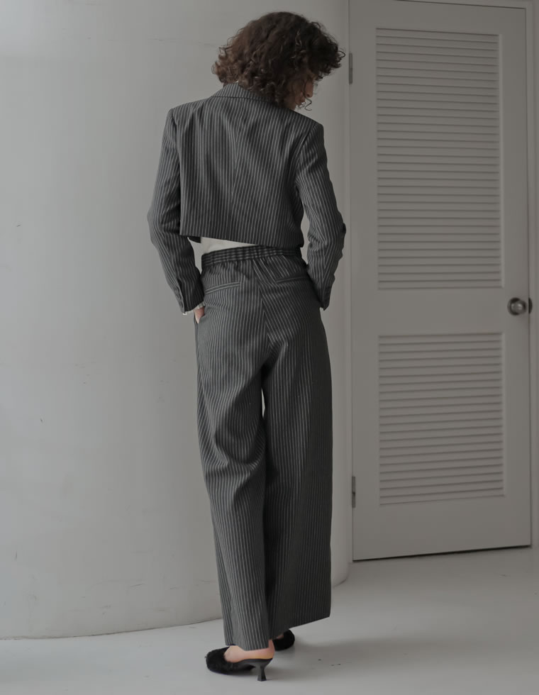 ウエストラップデザインワイドパンツ