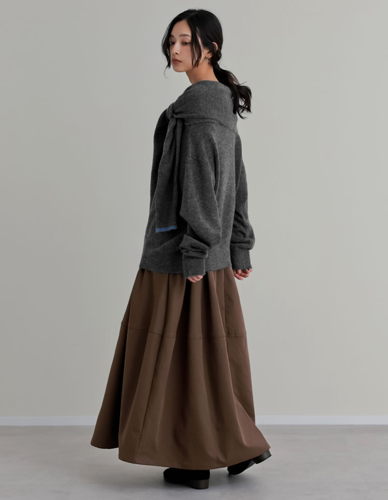 肩掛け風ワンショルニットトップス
