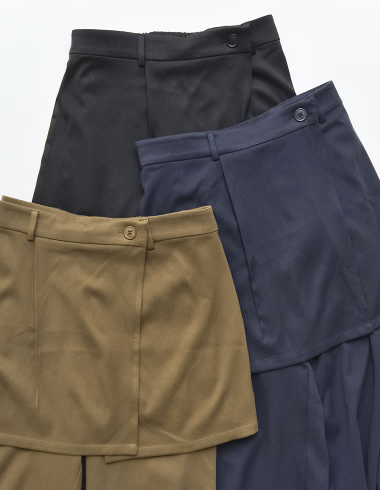 微起毛ラップスカート×フレアパンツ