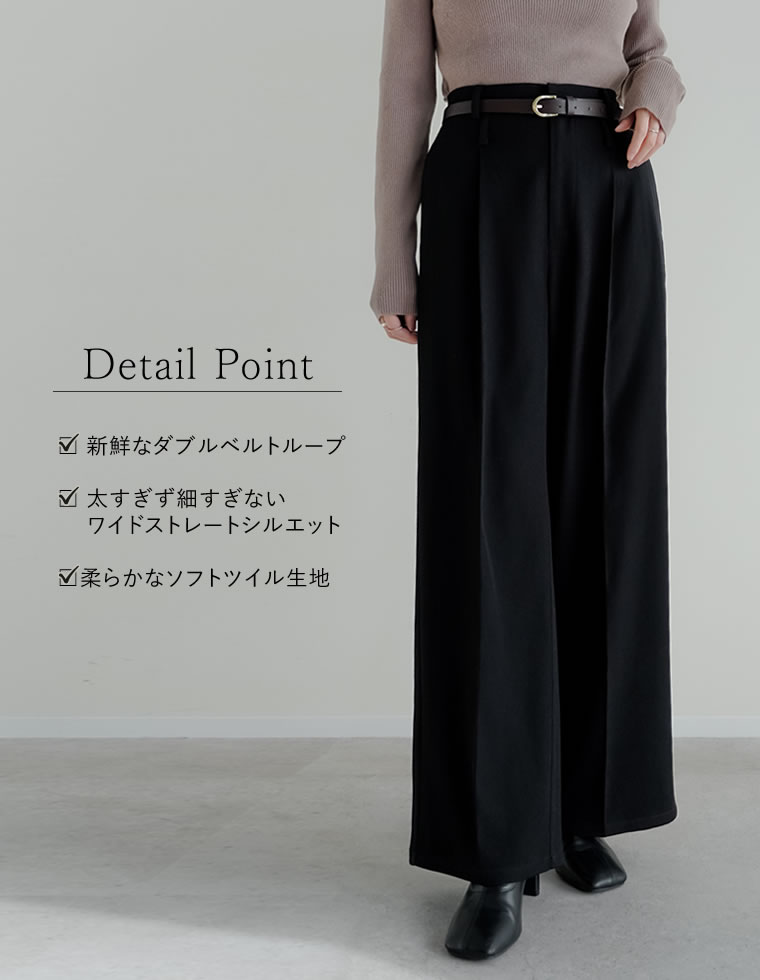 ツイルダブルベルトループワイドパンツ