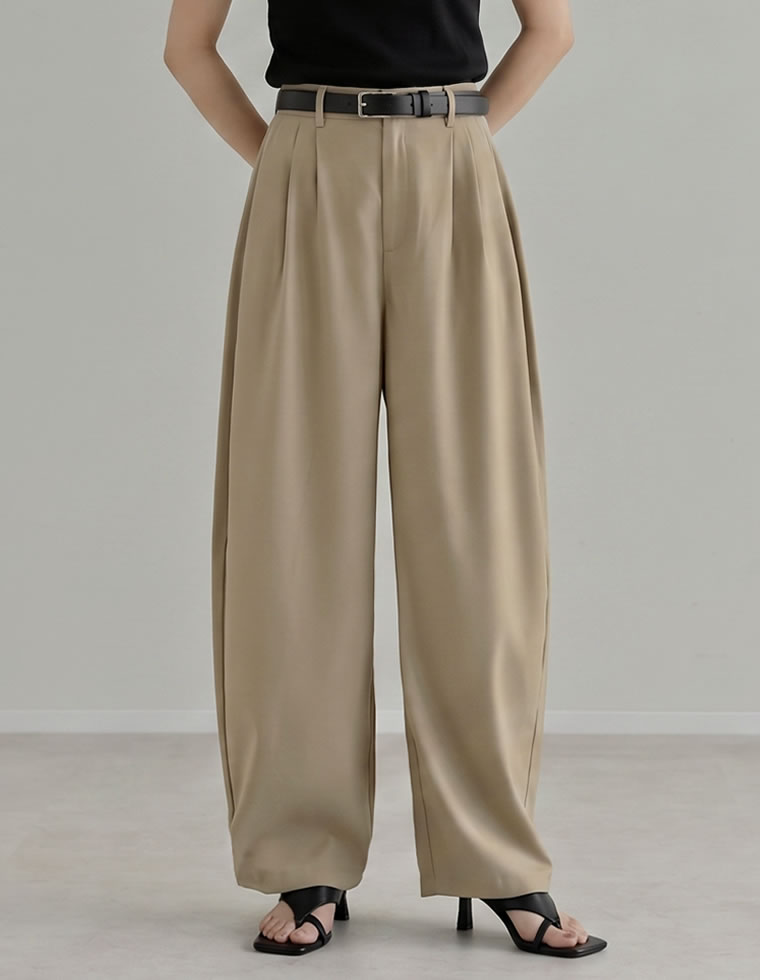 ツイルツータックバレルレッグカーブパンツ