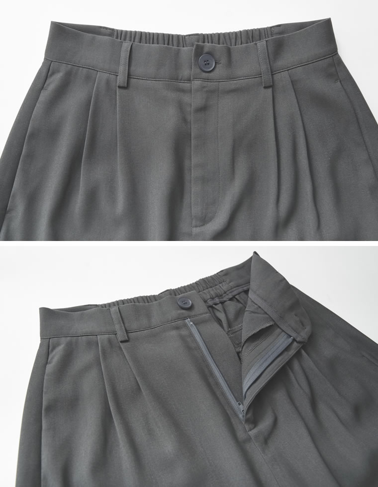 ツイルツータックバレルレッグカーブパンツ