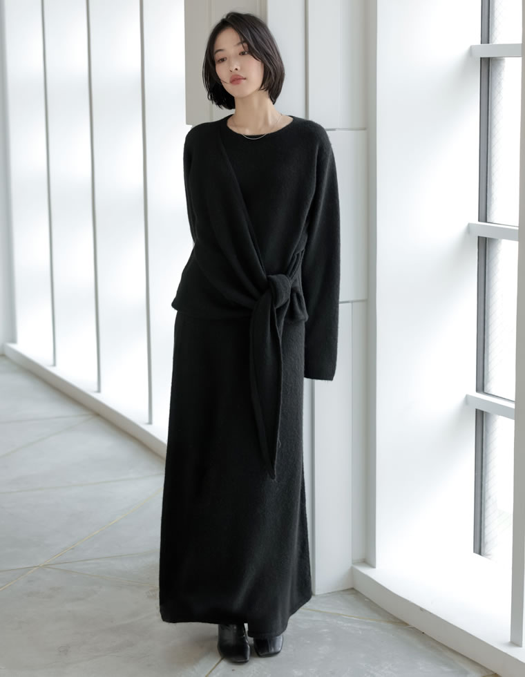 カシミヤタッチカシュクールニットアップ