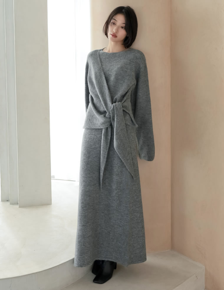 カシミヤタッチカシュクールニットアップ