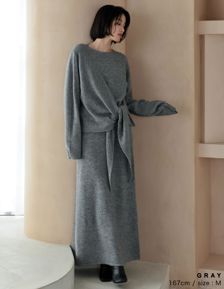 カシミヤタッチカシュクールニットアップ