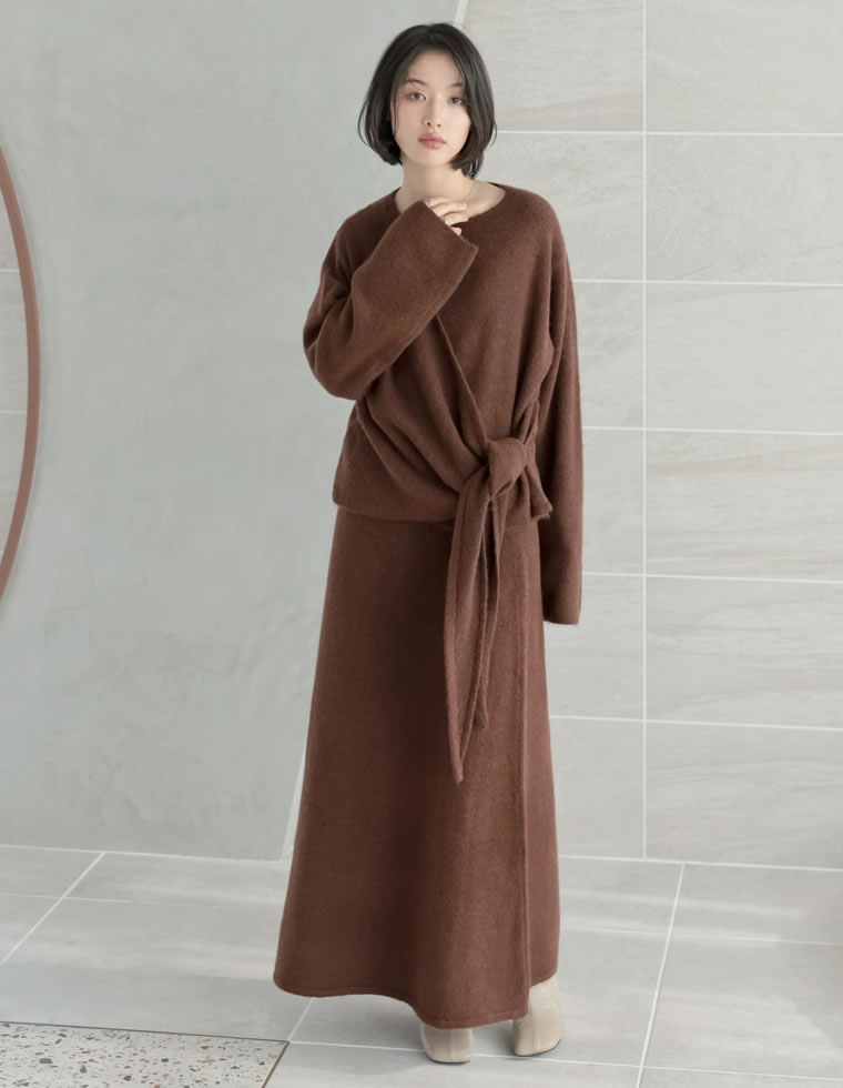 カシミヤタッチカシュクールニットアップ