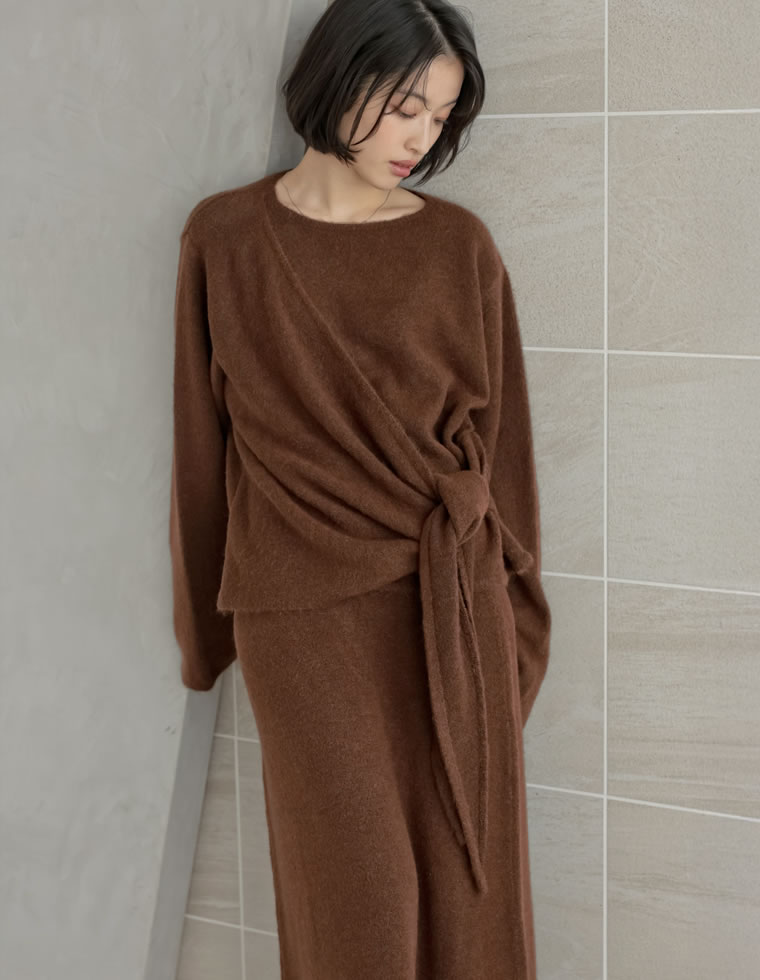 カシミヤタッチカシュクールニットアップ