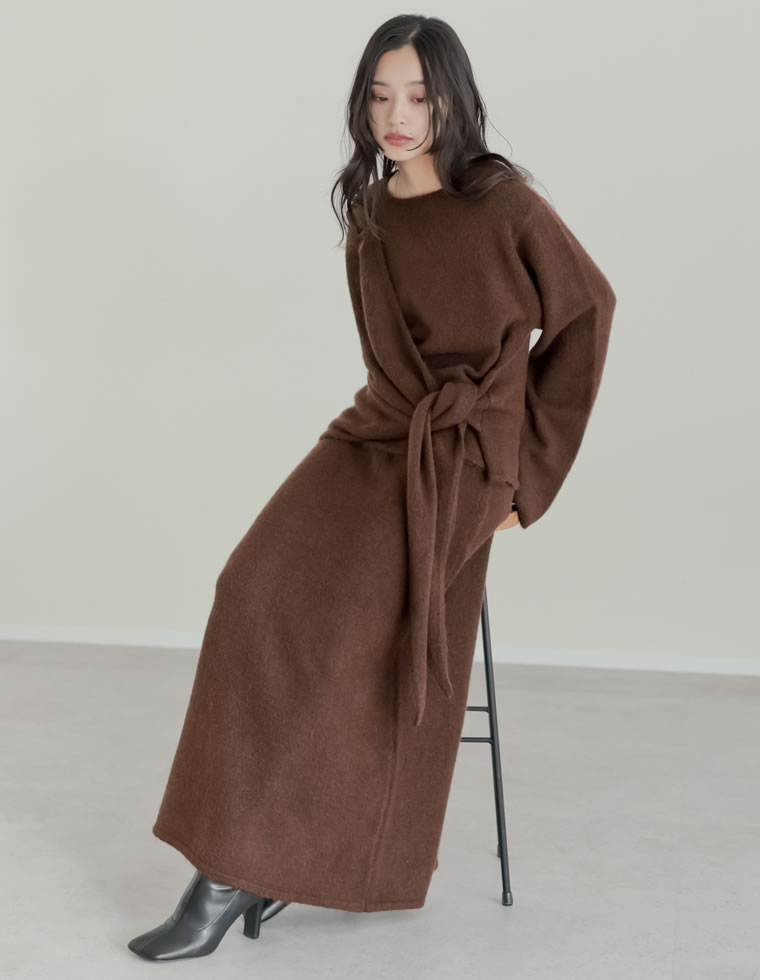 カシミヤタッチカシュクールニットアップ