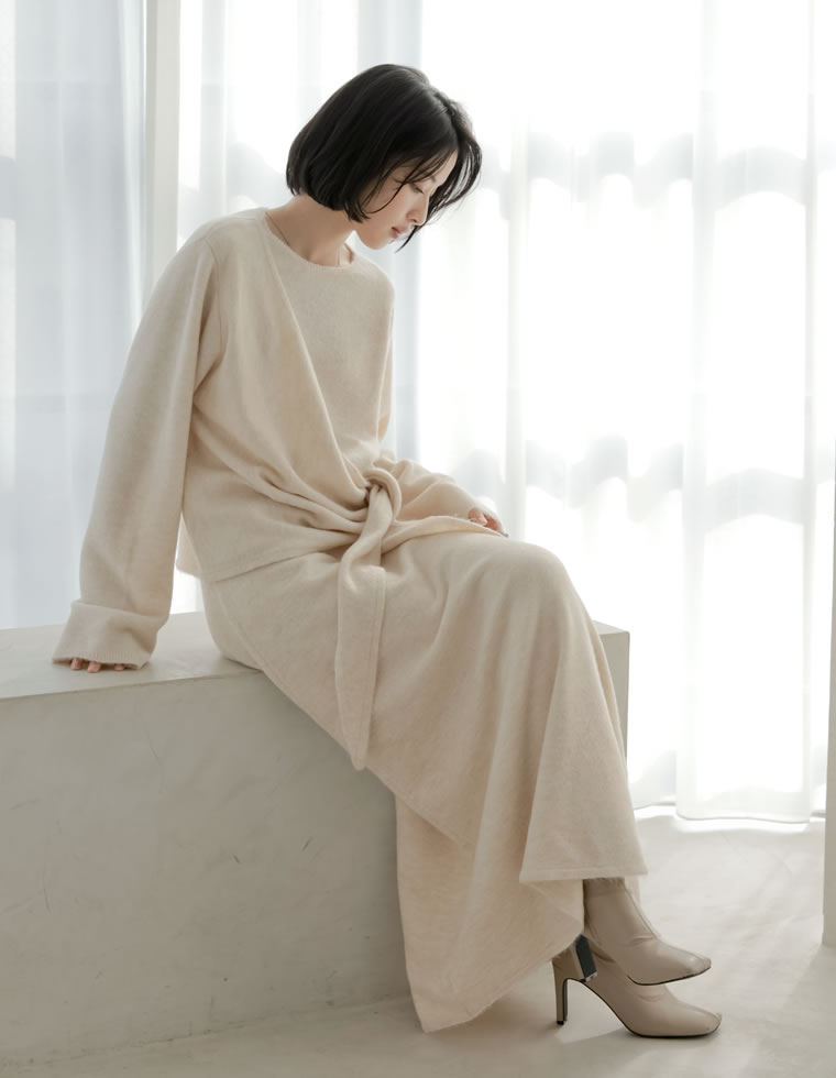 カシミヤタッチカシュクールニットアップ