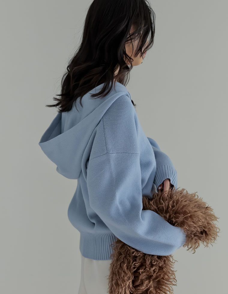 ニットフーディカーディガン