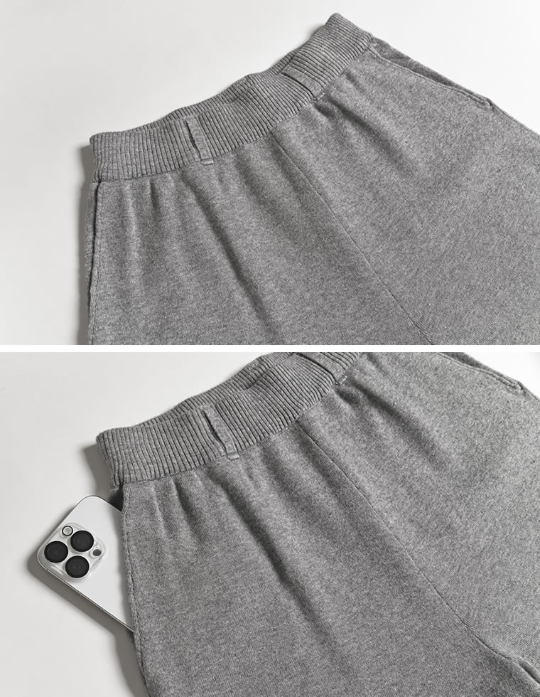 ベルトループ付きニットパンツ