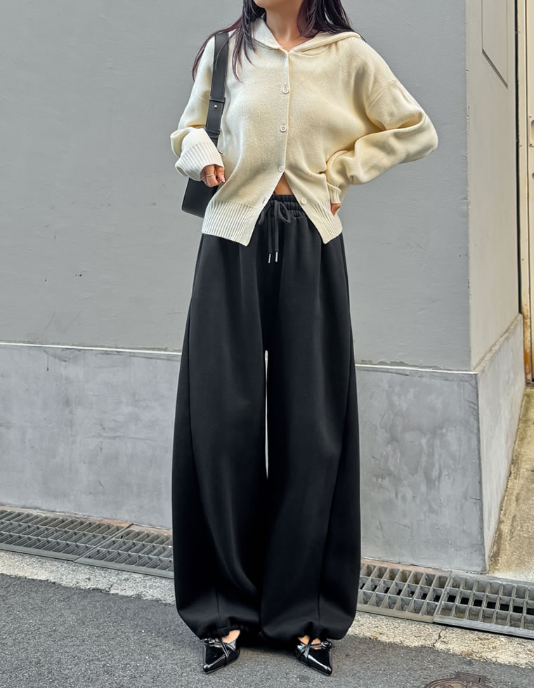 裏起毛スウェットタックバルーンパンツ