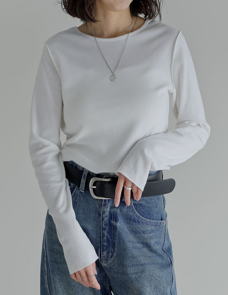 裏微起毛バックオープントップス
