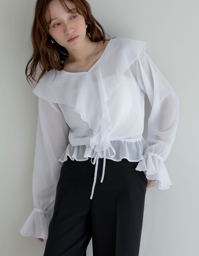 2WAYシフォンフリルブラウス