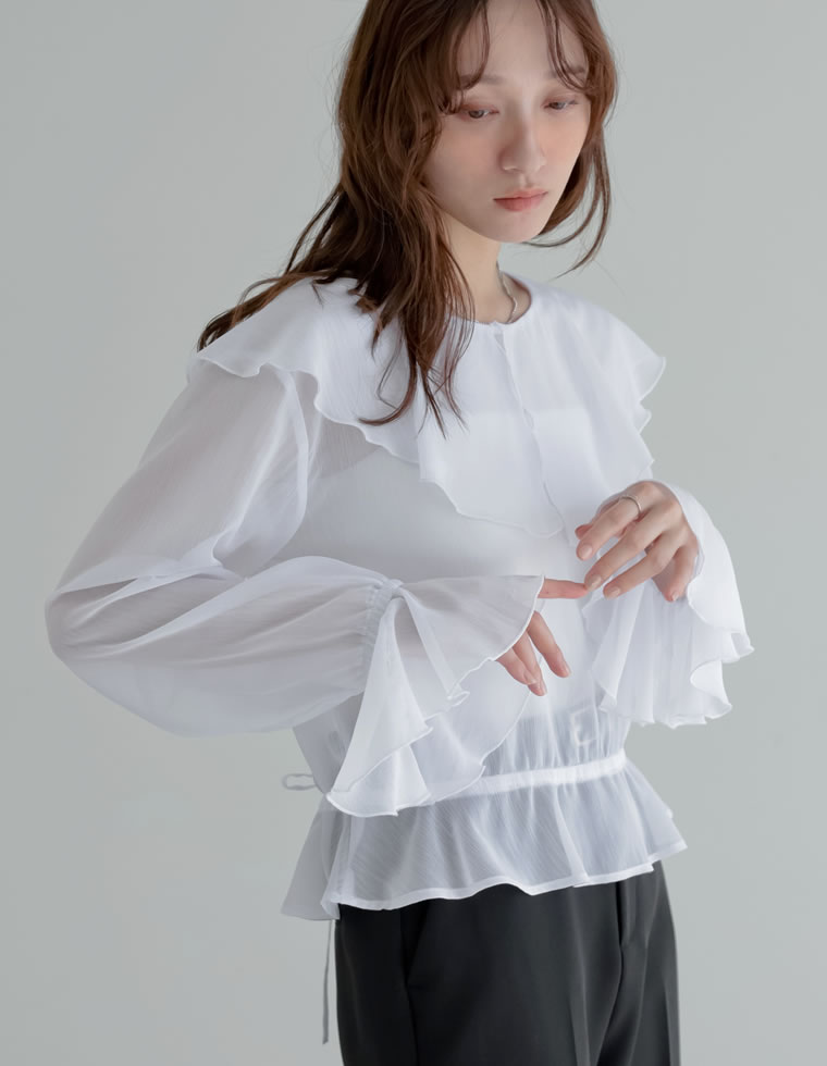 2WAYシフォンフリルブラウス