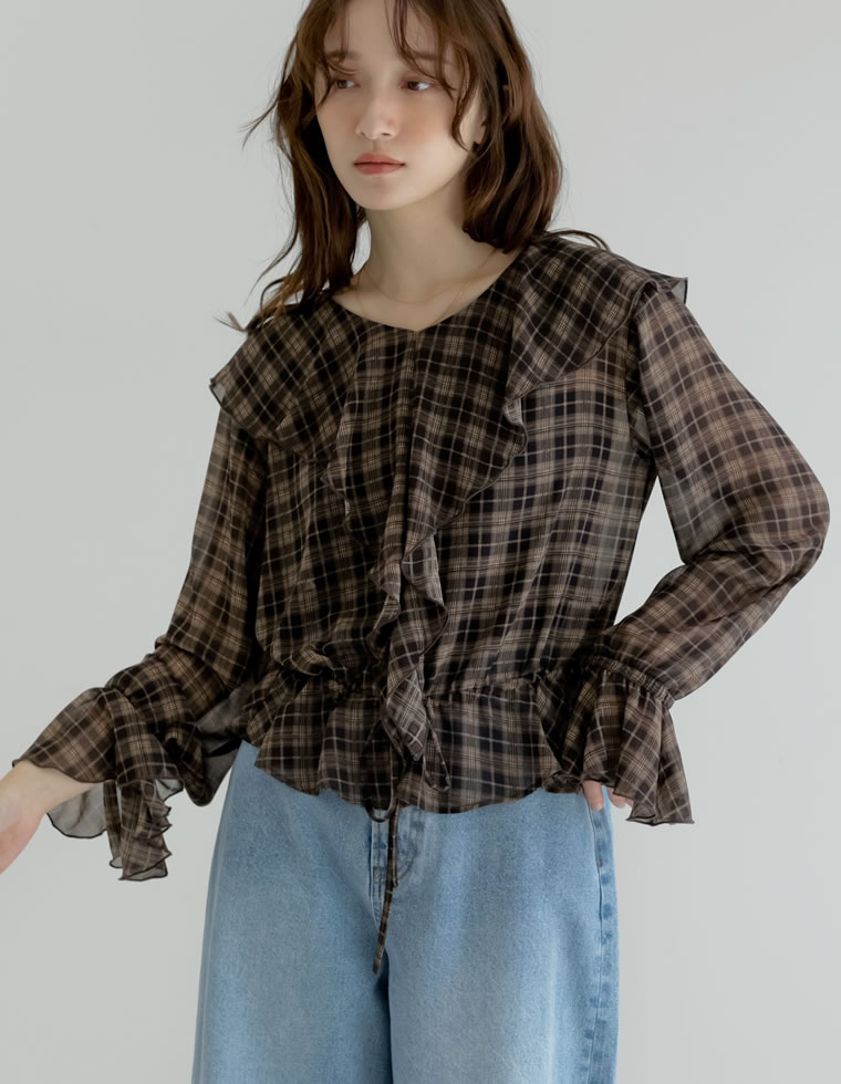 2WAYシフォンフリルブラウス