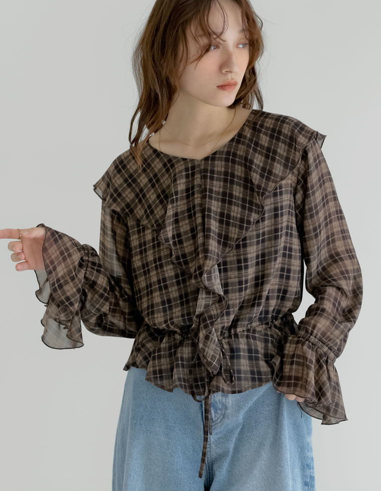 2WAYシフォンフリルブラウス