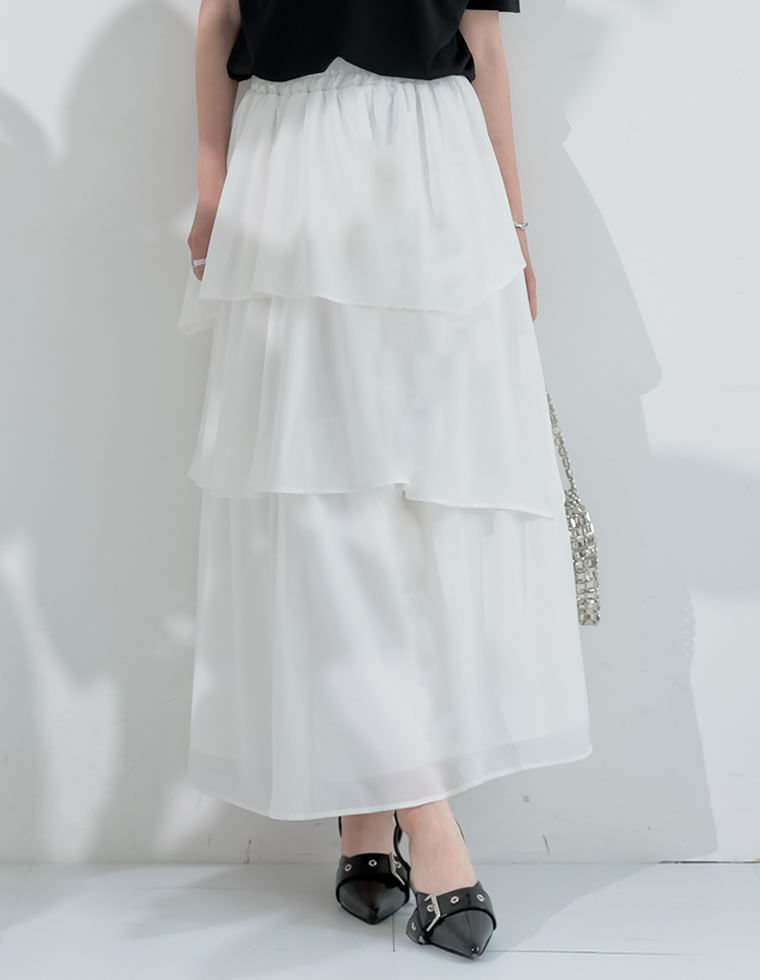 シアーアシメティアードロングスカート