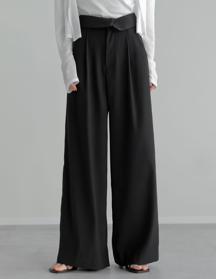 ツイルウエスト折り返しワイドパンツ