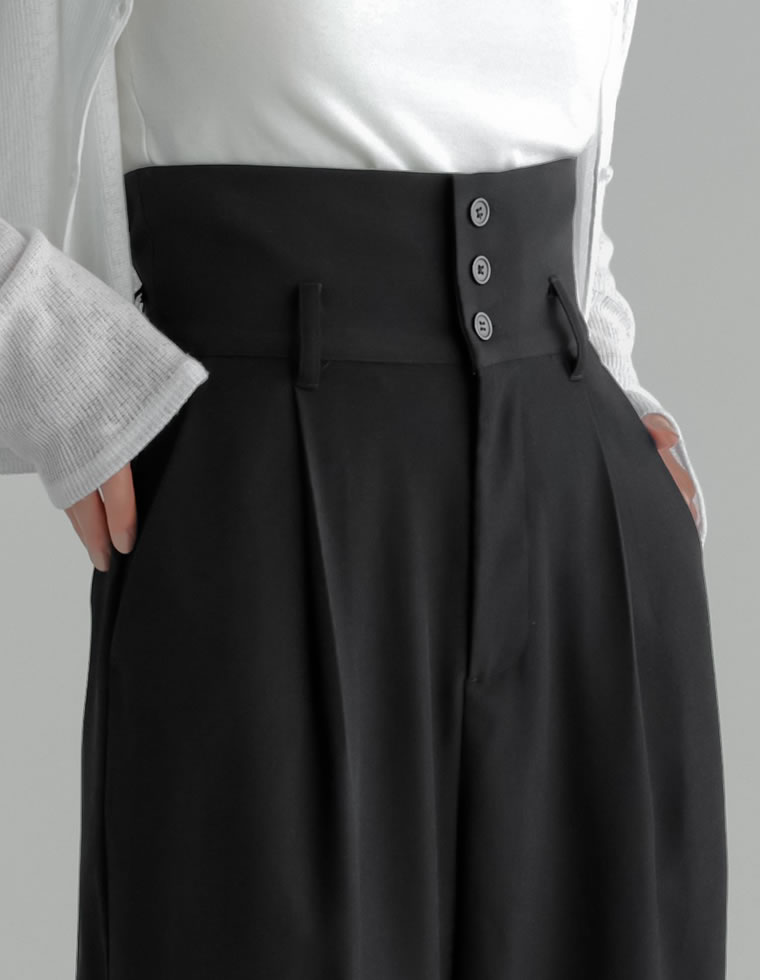 ツイルウエスト折り返しワイドパンツ