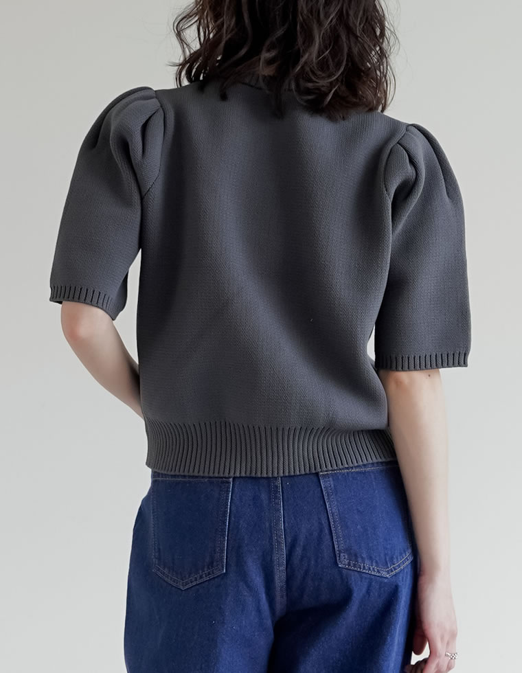スポンジニットハーフスリーブカーディガン