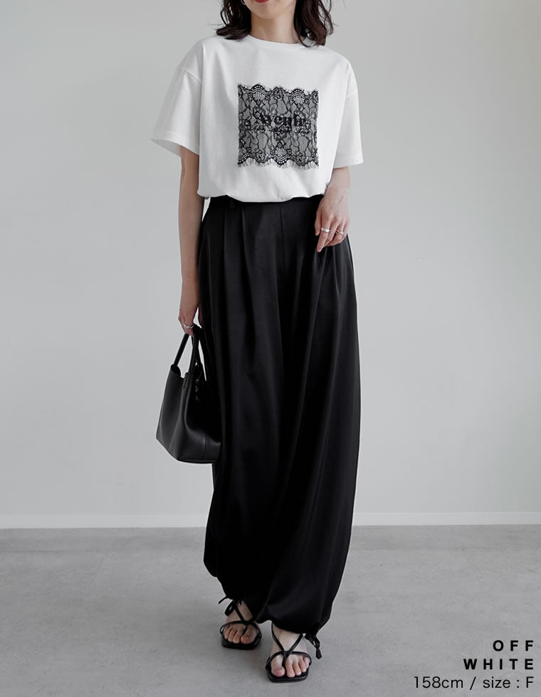 レース刺繍ロゴTシャツ