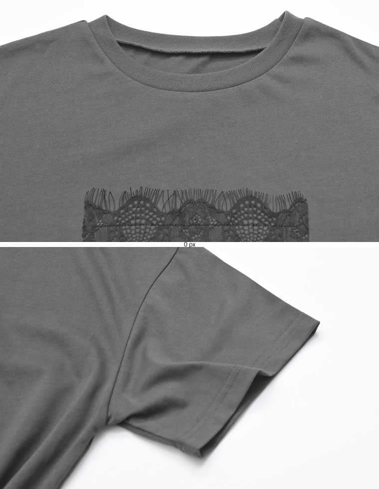 レース刺繍ロゴTシャツ
